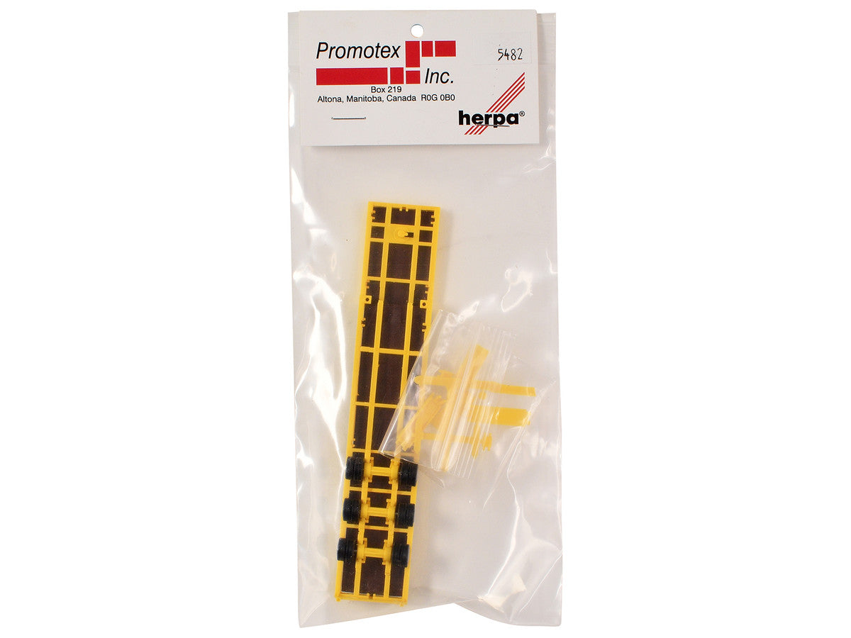 3-Axle Step Deck Equipment Trailer with Ramps Yellow 1/87 (HO) Plastic Model by Promotex-2