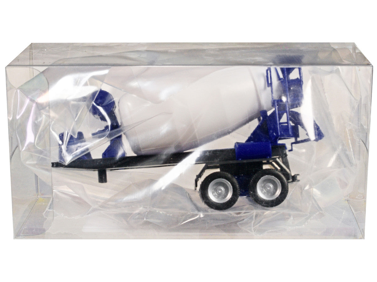 2-Axle Cement Mixer Trailer White and Blue 1/87 (HO) Plastic Model by Promotex-2