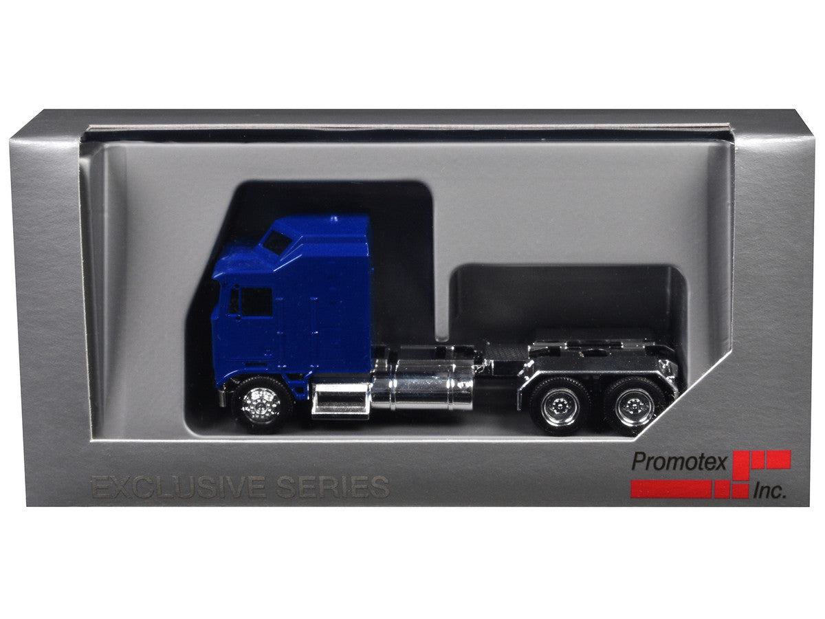 Kenworth K100 with 1-Bar Grill and X-Long Chrome Chassis Blue 1/87 (HO) Plastic Model Car by Promotex-2