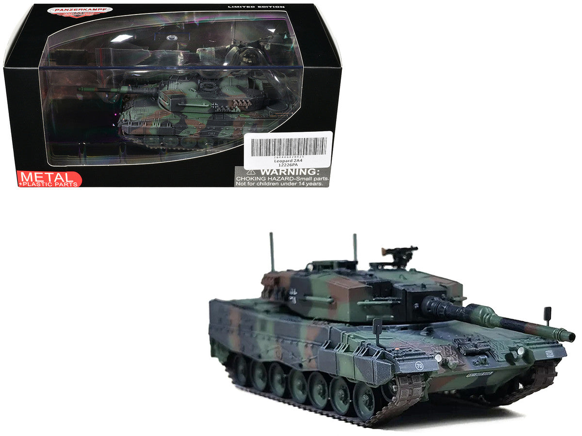 Leopard 2A4 Main Battle Tank with Snorkel "NATO Camouflage" German Army "Armor Premium" Series 1/72 Diecast Model by Panzerkampf-4
