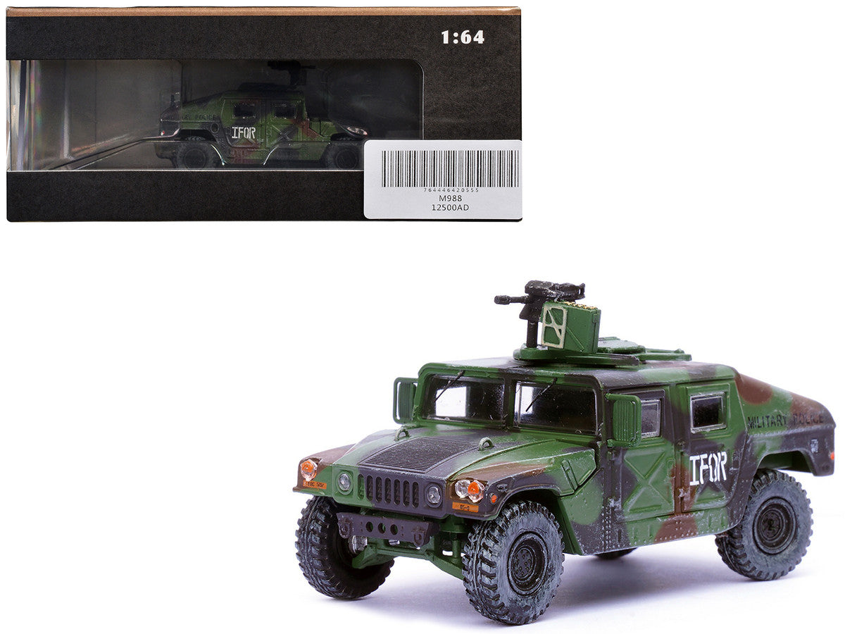 M988 Modern 4×4 Utility Vehicle with Grenade Launcher Camouflage "Military Police 65th Company 519th MP Battalion IFOR HQ ARRC Forward Brcko Bosnia and Herzegovina" (1996) "Military Miniature" Series 1/64 Diecast Model by Panzerkampf-4