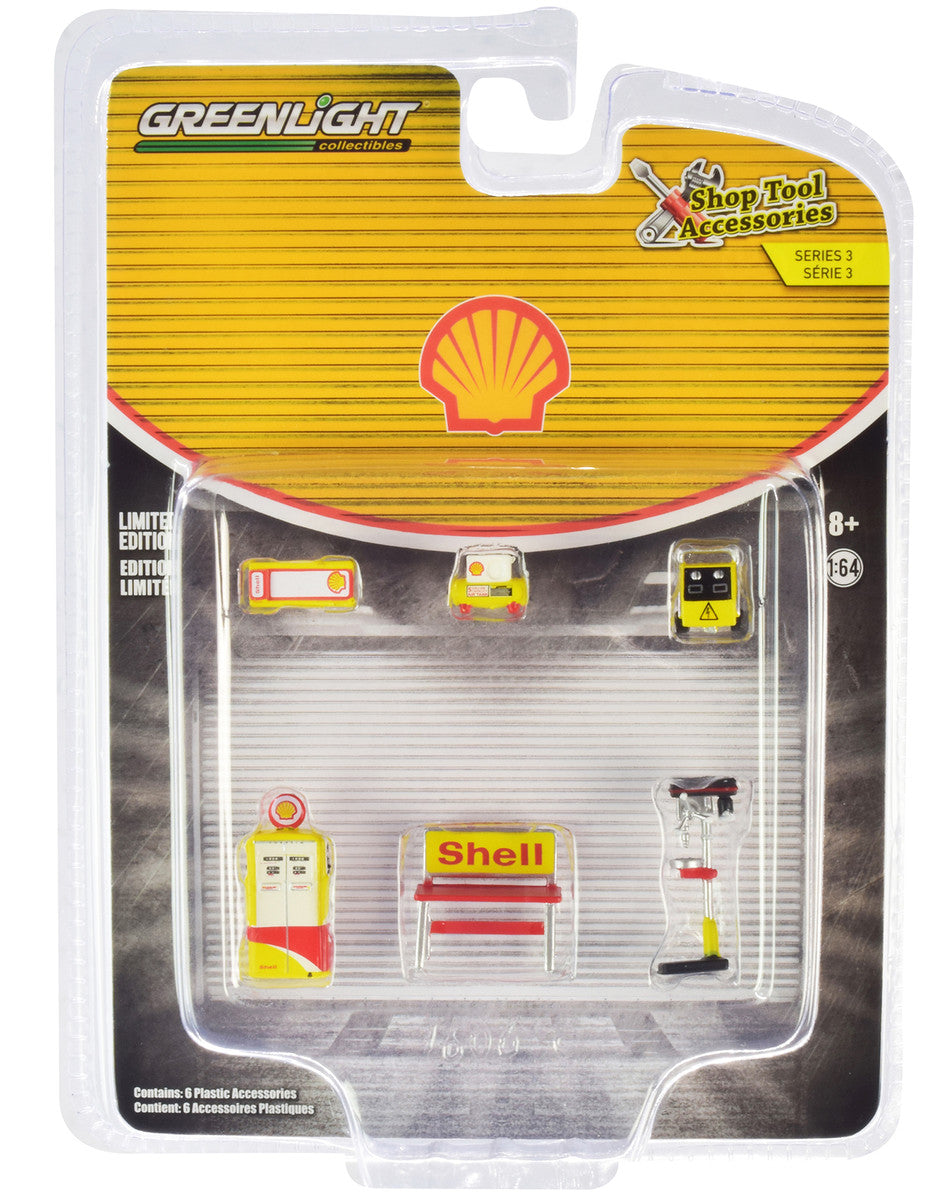 "Shell Oil" 6 piece Shop Tools Set "Shop Tool Accessories" Series 3 1/64 by Greenlight-2
