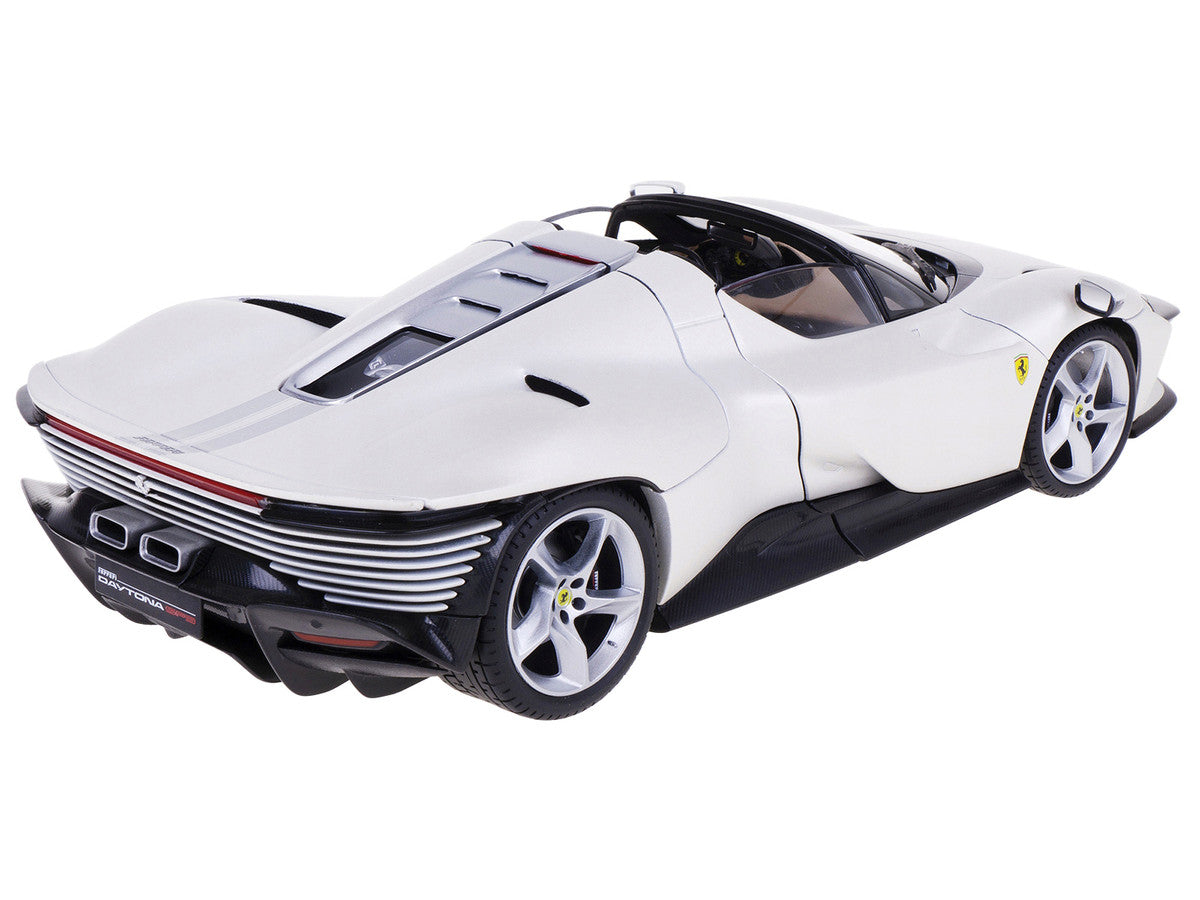 Ferrari Daytona SP3 White Metallic with Silver Stripes "Signature Series" 1/18 Diecast Model Car by Bburago-3