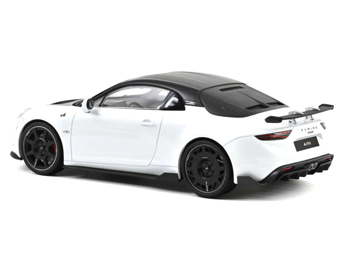 2024 Alpine A110 R Pearl White Metallic with Carbon Hood and Top 1/18 Diecast Model Car by Norev-2