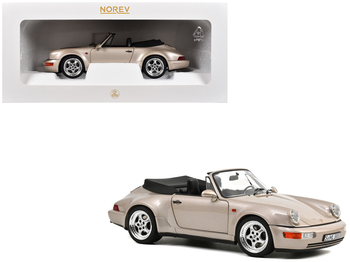 1992 Porsche 911 Carrera 2 Turbo Look Cabriolet Zermatt Silver Metallic 1/18 Diecast Model Car by Norev-4