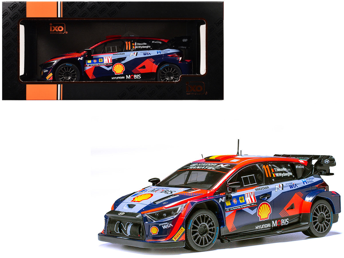 Hyundai i20 N Rally1 #11 Thierry Neuville - Martijn Wydaeghe Winner "Central European Rally" (2023) 1/18 Diecast Model Car by IXO Models-2