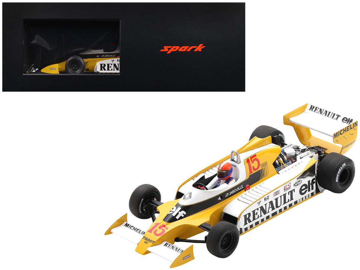 Renault RS11 #15 Jean-Pierre Jabouille "Equipe Renault Elf" Winner Formula One F1 "French GP" (1979) with Acrylic Display Case 1/18 Model Car by Spark-2