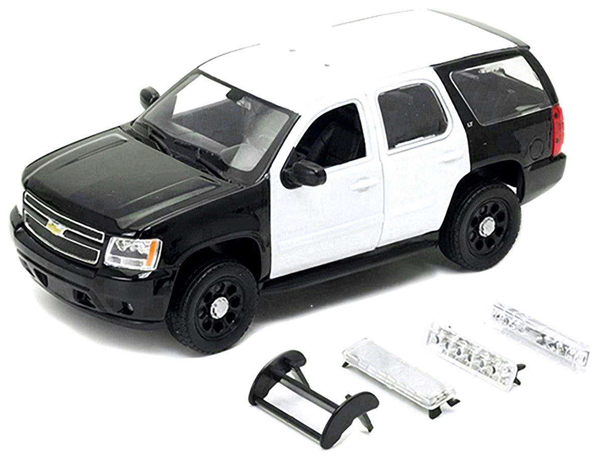 2008 Chevrolet Tahoe Unmarked Police Car Black and White 1/24 Diecast Model Car by Welly-1