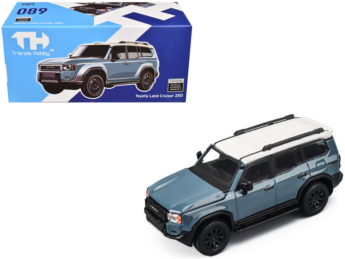 Toyota Land Cruiser 250 Blue with White Top 1/64 Diecast Model Car by Trends Hobby-3