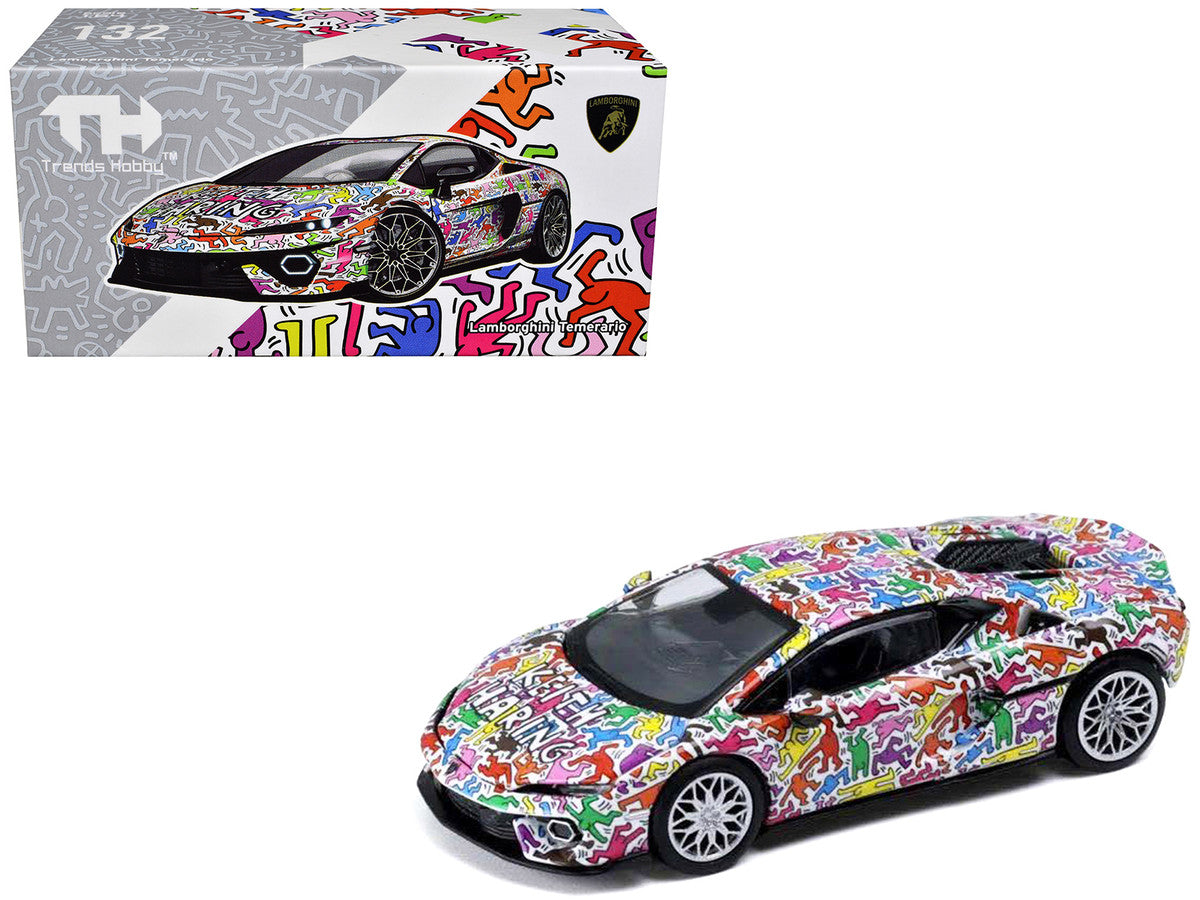 Lamborghini Temerario "Keith Haring Livery" White with Graphics 1/64 Diecast Model car by Trends Hobby-3