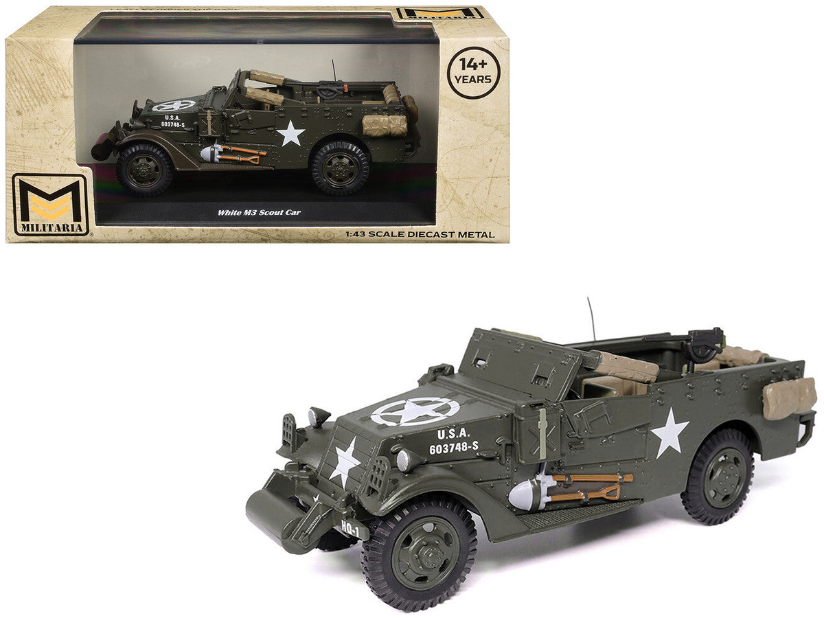 White M3 Scout Car Olive Drab "United States Army" 1/43 Diecast Model by Militaria Die Cast-3
