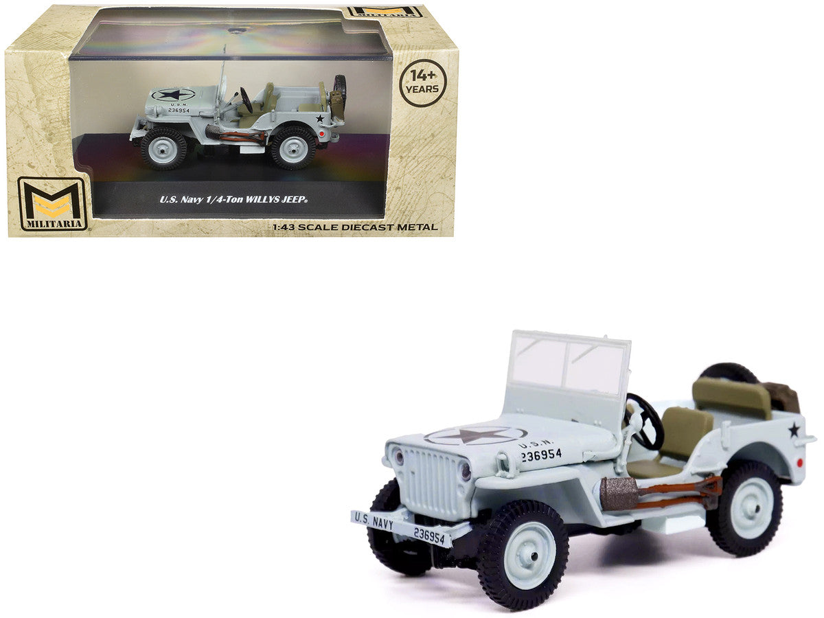 Willys Jeep 1/4-Ton Car Light Blue "United States Navy" 1/43 Diecast Model by Militaria Die Cast-3