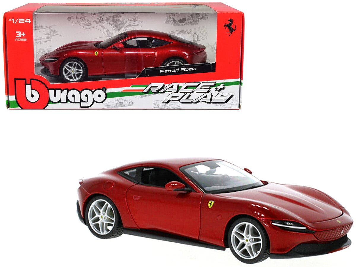 Ferrari Roma Red Metallic "Race + Play" Series 1/24 Diecast Model Car by Bburago-0