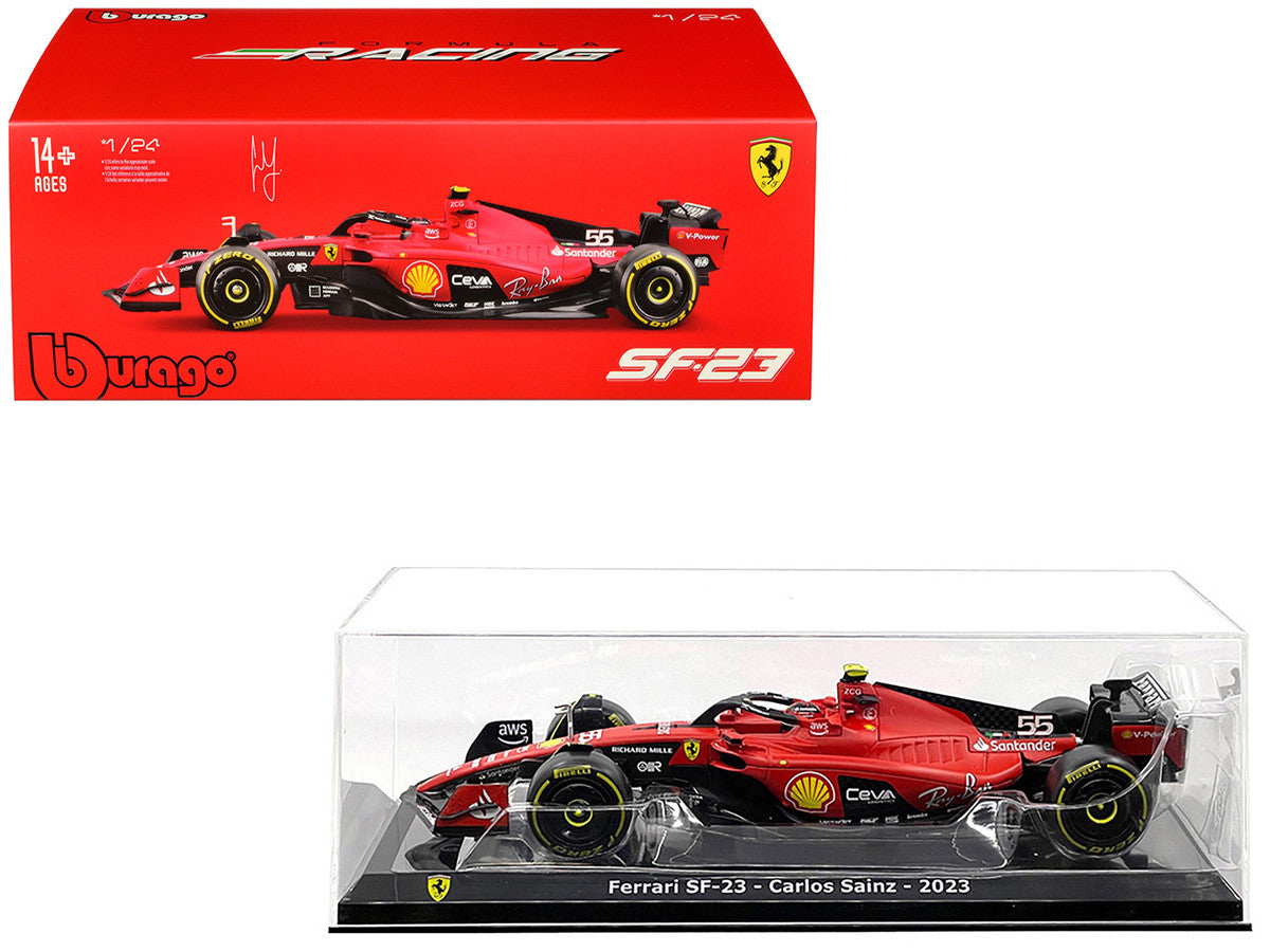 Ferrari SF-23 #55 Carlos Sainz Formula One F1 World Championship (2023) "Formula Racing" Series 1/24 Diecast Model Car by Bburago-0