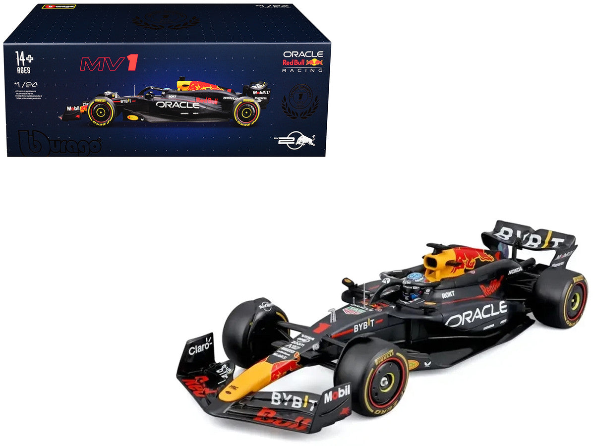 Red Bull Racing RB20 #1 Max Verstappen "Oracle" Winner Formula One F1 Championship "Drivers' Champion" (2024) with Display Case 1/24 Diecast Model Car by Bburago-2