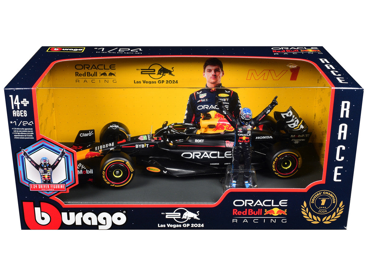 Red Bull Racing RB20 #1 Max Verstappen "Oracle" Winner Formula One F1 Championship "Drivers' Champion" (2024) with Driver Figure 1/24 Diecast Model Car by Bburago-0