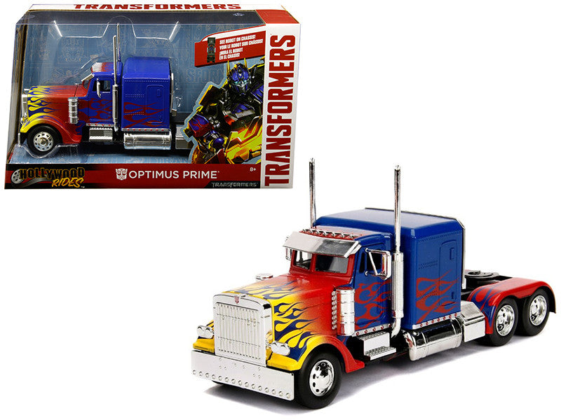 Optimus Prime Truck with Robot on Chassis from "Transformers" Movie "Hollywood Rides" Series Diecast Model by Jada-0