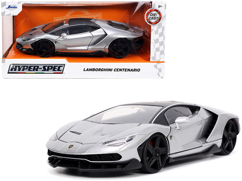 Lamborghini Centenario Gray Metallic with Black Top "Hyper-Spec" Series 1/24 Diecast Model Car by Jada-0