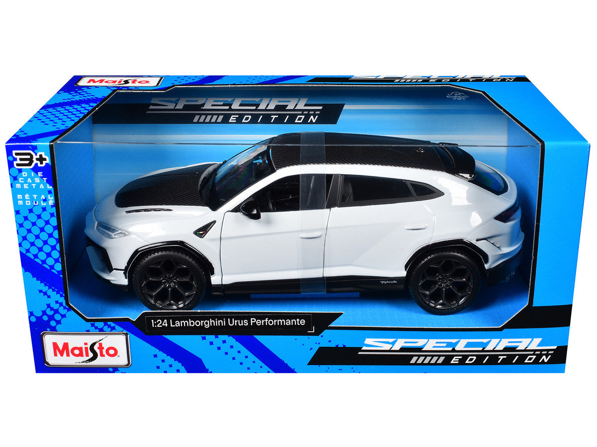 Lamborghini Urus Performante White Metallic with Carbon Hood and Top "Special Edition" Series 1/24 Diecast Model Car by Maisto-0