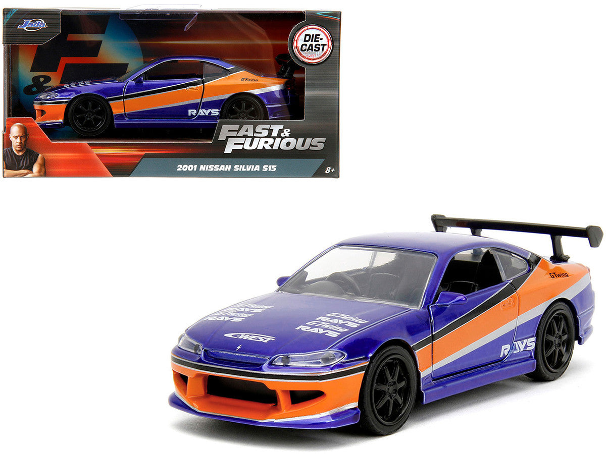 2001 Nissan Silvia S15 RHD (Right Hand Drive) Blue Metallic with Graphics "The Fast and the Furious: Tokyo Drift" (2006) Movie "Fast & Furious" Series 1/32 Diecast Car Model by Jada-4