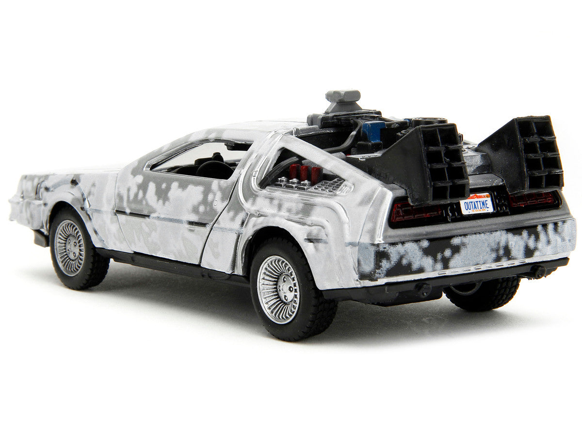 DMC DeLorean Time Machine Brushed Metal (Frost Version) "Back to the Future" (1985) Movie "Hollywood Rides" Series 1/32 Diecast Model Car by Jada-4