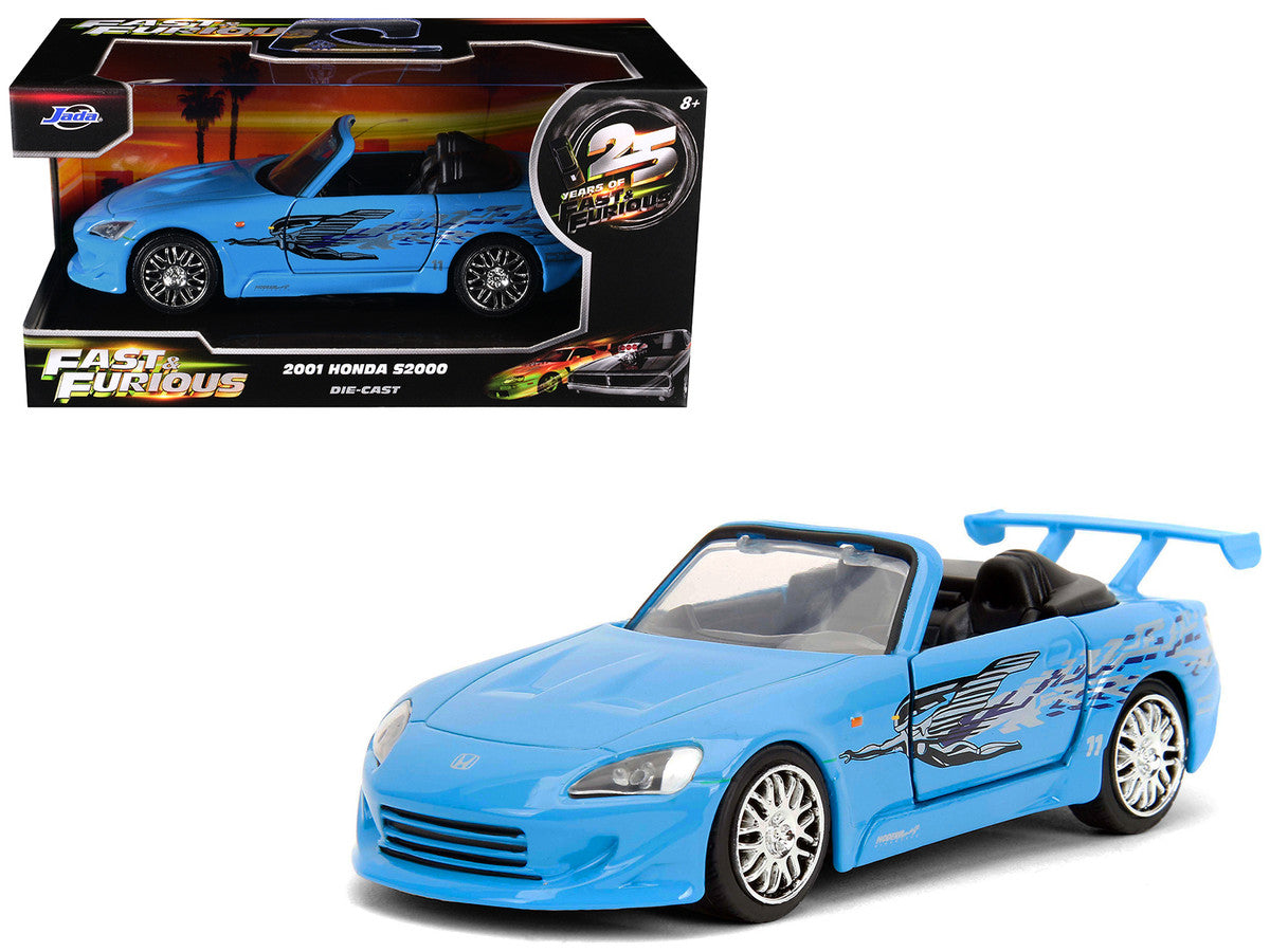 2001 Honda S2000 Convertible Blue with Graphics "Fast & Furious Remix - 25th Anniversary" Series 1/32 Diecast Model Car by Jada-4