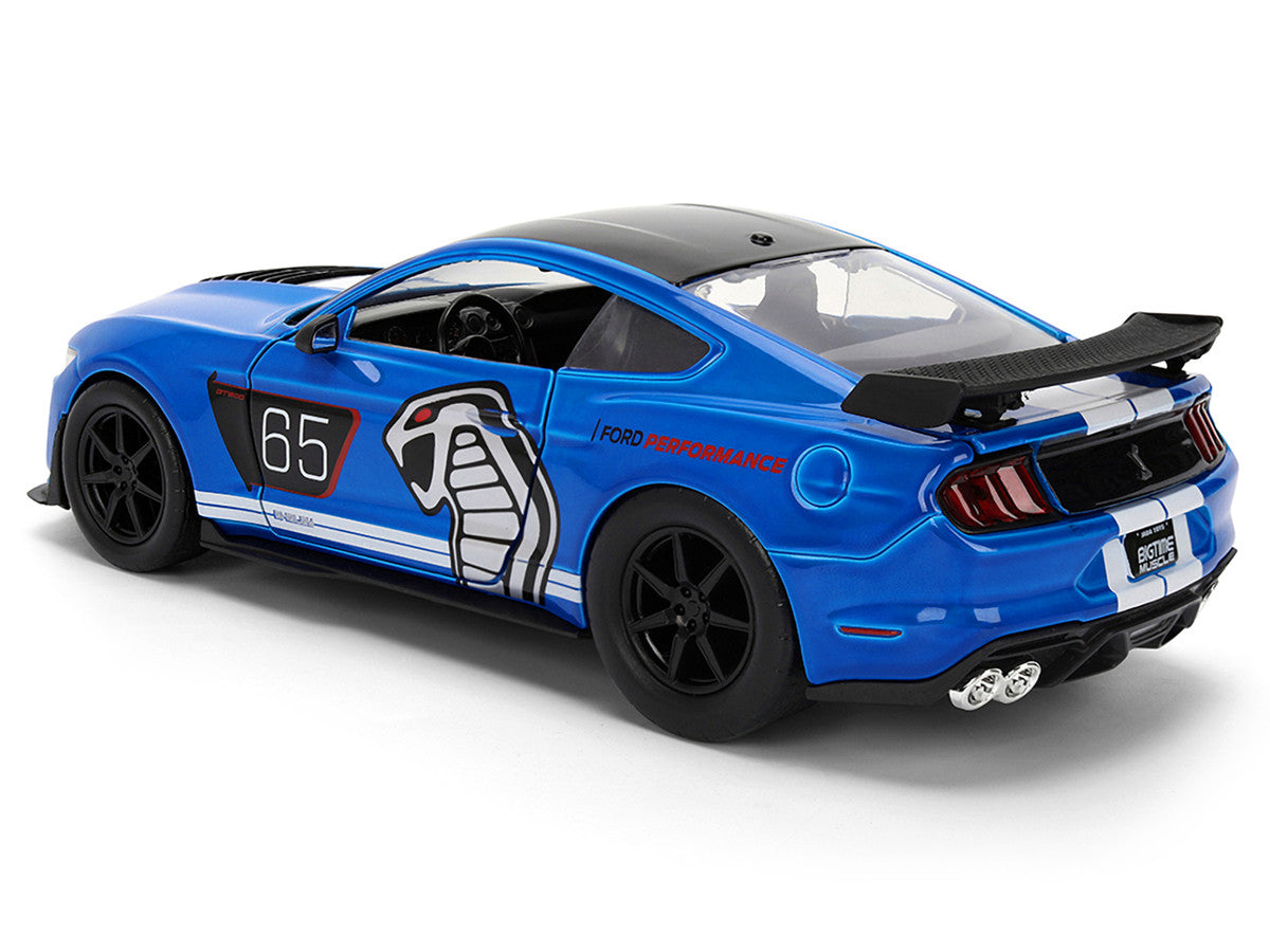 2020 Ford Mustang Shelby GT500 #65 "Ford Performance" Blue with Black Top and White Stripes "Bigtime Muscle" Series 1/24 Diecast Model Car by Jada-4