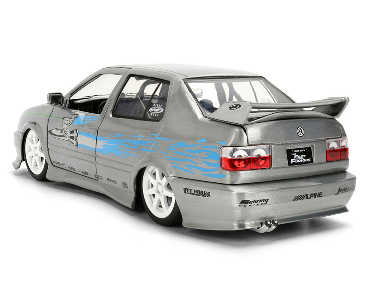 Volkswagen Jetta Raw Metal Color Brush Finish "The Fast and the Furious" (2001) Movie "25 Years of Fast & Furious" Series 1/24 Diecast Model Car by Jada-4