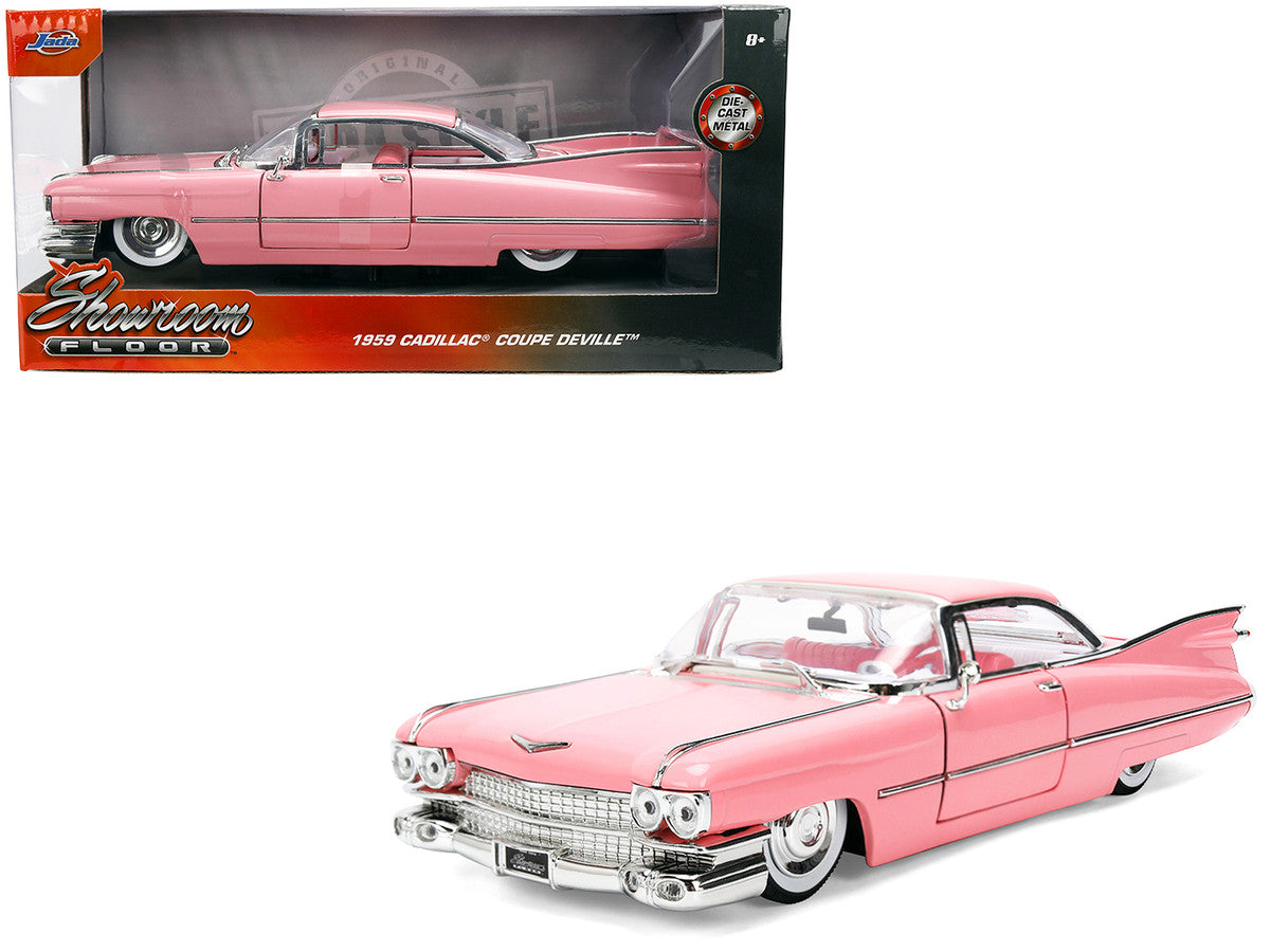1959 Cadillac Coupe DeVille Pink with Pink and White Interior "Showroom Floor" Series 1/24 Diecast Model Car by Jada-4