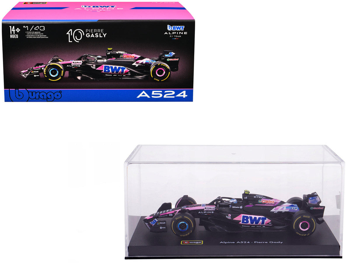 Alpine A524 #10 Pierre Gasly "BWT" "Formula One F1 World Championship" (2024) with Driver Figure and Display Case "Race" Series 1/43 Diecast Model Car by Bburago-4