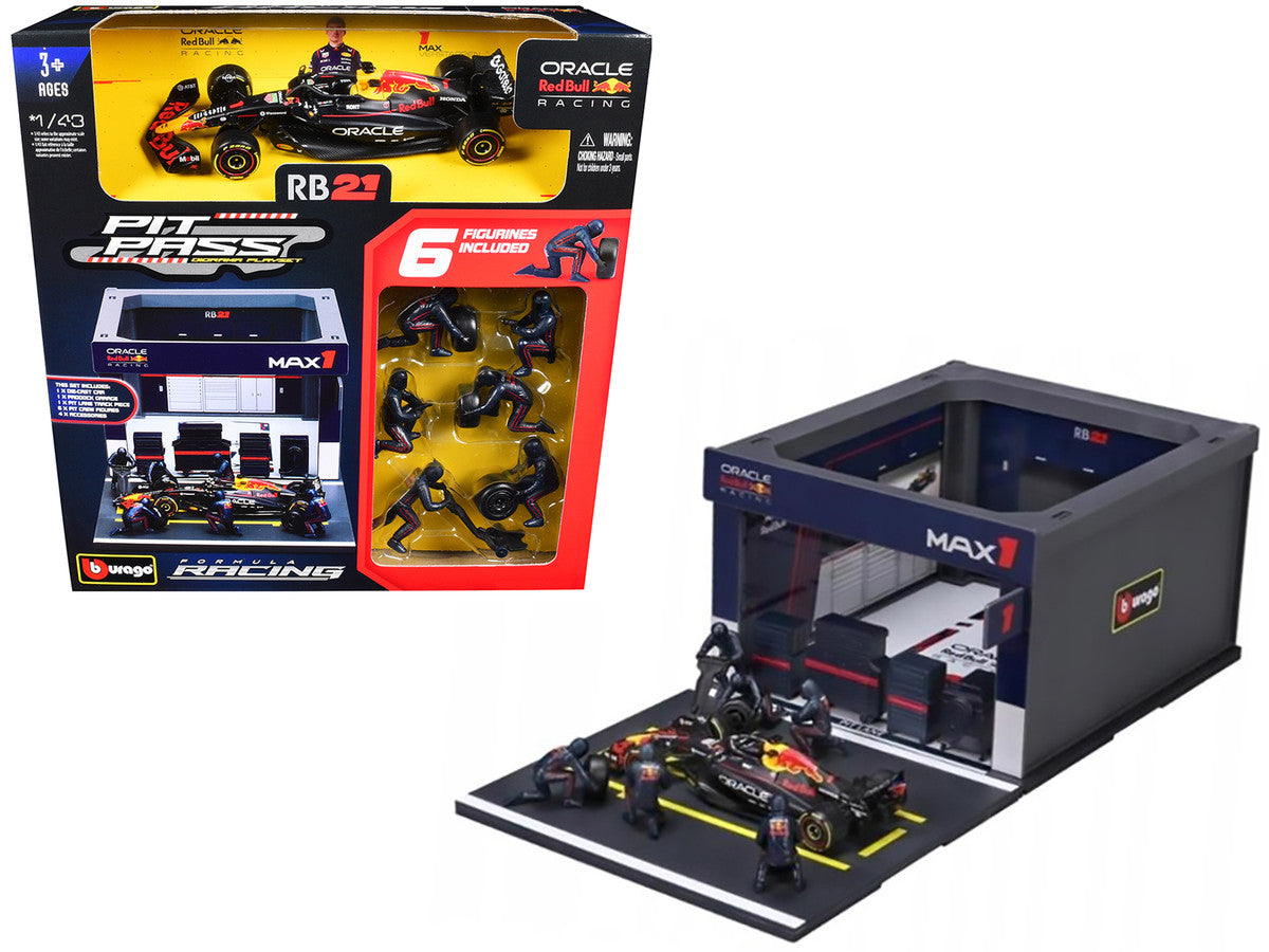 Red Bull Racing Pit Pass Diorama Set with RB21 #1 Max Verstappen "Formula One F1 World Championship" (2025) "Formula Racing" Series 1/43 Diecast Model by Bburago-2