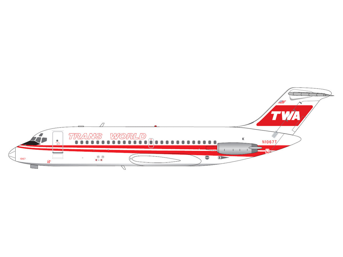 McDonnell Douglas DC-9-15 Commercial Aircraft "Trans World Airlines" (N1067T) White with Red Stripes 1/400 Diecast Model by V1:400-1