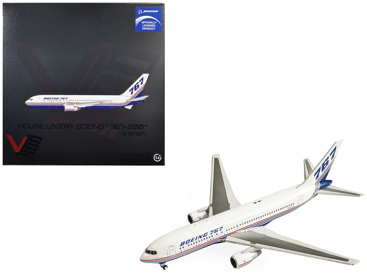 Boeing 767-200 Commercial Aircraft "Boeing House Livery" (N767BA) White with Blue and Red Stripes 1/400 Diecast Model by V1:400-2