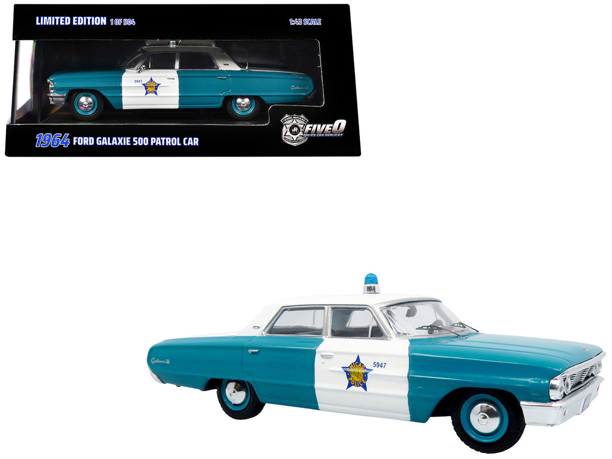 1964 Ford Galaxie 500 Police Car "Chicago Police Department" Blue and White "Five0" Series Limited Edition to 504 pieces Worldwide 1/43 Diecast Model by Iconic Replicas-4
