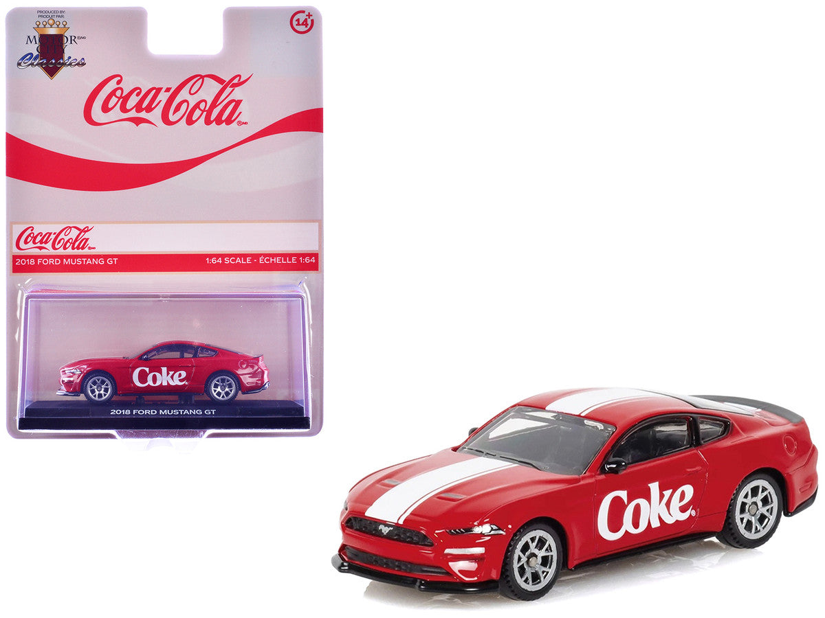 2018 Ford Mustang GT "Coca-Cola" Red with White Stripes 1/64 Diecast Model by Motorcity Classics-4
