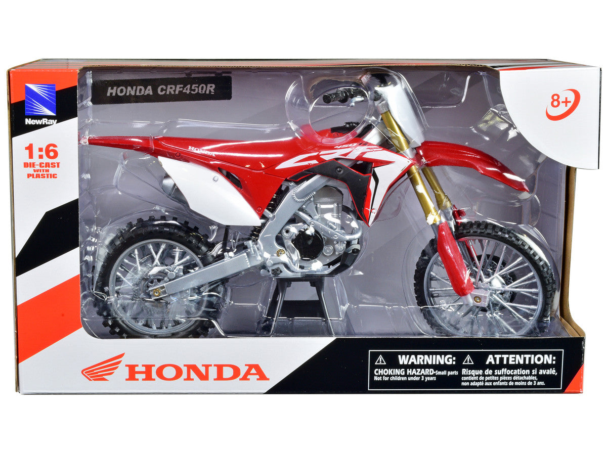 Honda CRF450R Dirt Bike Motorcycle Red and White 1/6 Diecast Model by New Ray-2
