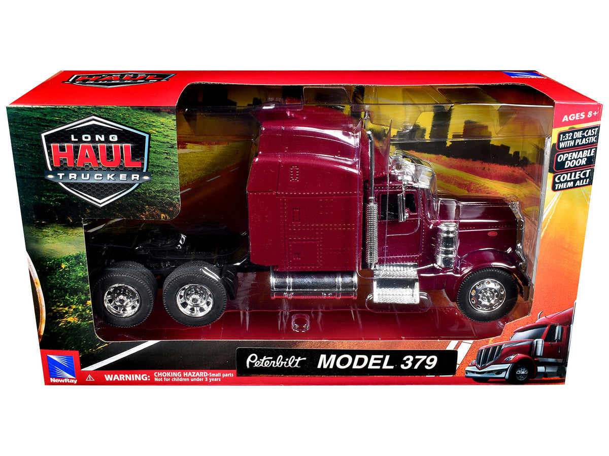 Peterbilt 379 Truck Tractor Burgundy Metallic "Long Haul Trucker" Series 1/32 Diecast Model by New Ray-0