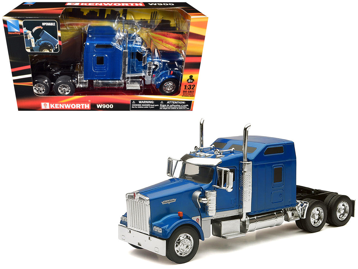 Kenworth W900 Truck Tractor Blue Metallic 1/32 Diecast Model by New Ray-2
