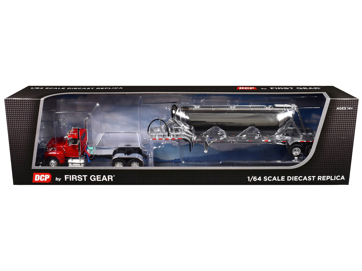 Ford LTL 9000 Day Cab with Heil Pneumatic Tank Trailer Heil Red 1/64 Diecast Model by DCP/First Gear-2