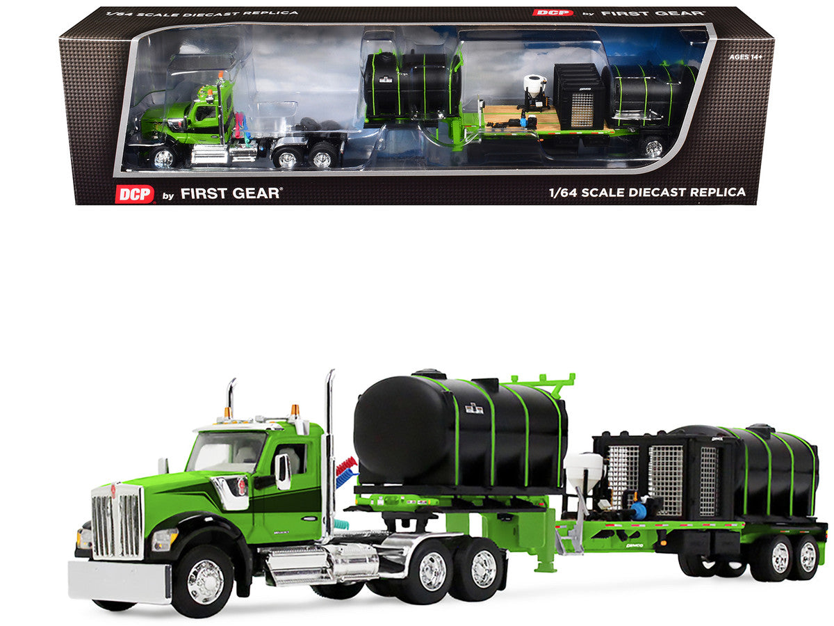 Kenworth W900 Day Cab with Demco 42' Liquid Fertilizer Tender Trailer Green and Black 1/64 Diecast Model by DCP/First Gear-2