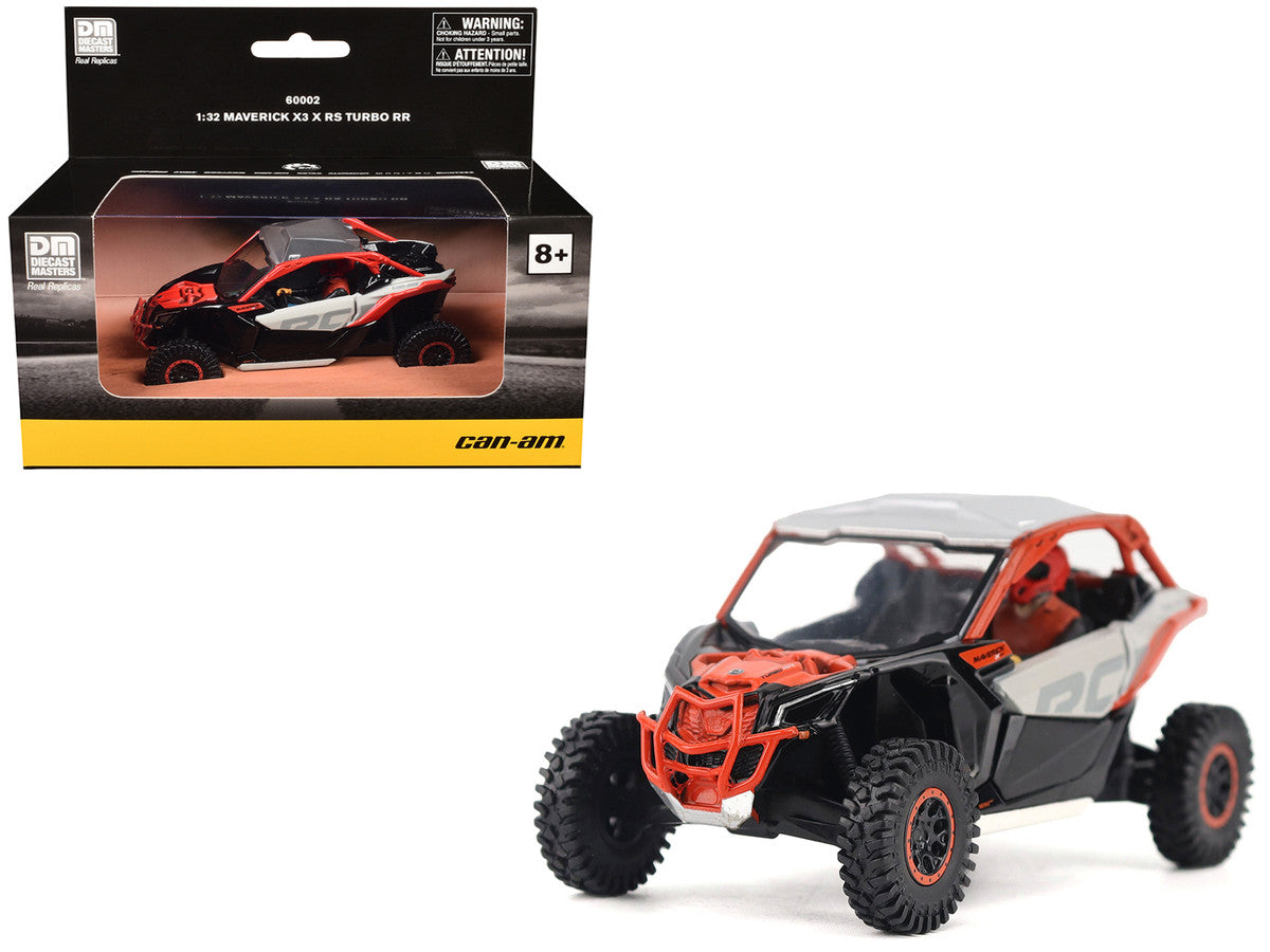 Can-Am Maverick X3 X RS Turbo RR Chalk Gray and Magma Red with Driver Figure 1/32 Diecast Model by BRP Models-4