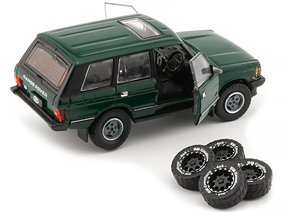Land Rover Range Rover Classic LSE RHD (Right Hand Drive) Green with Sunroof with Extra Wheels 1/64 Diecast Model Car by BM Creations-2