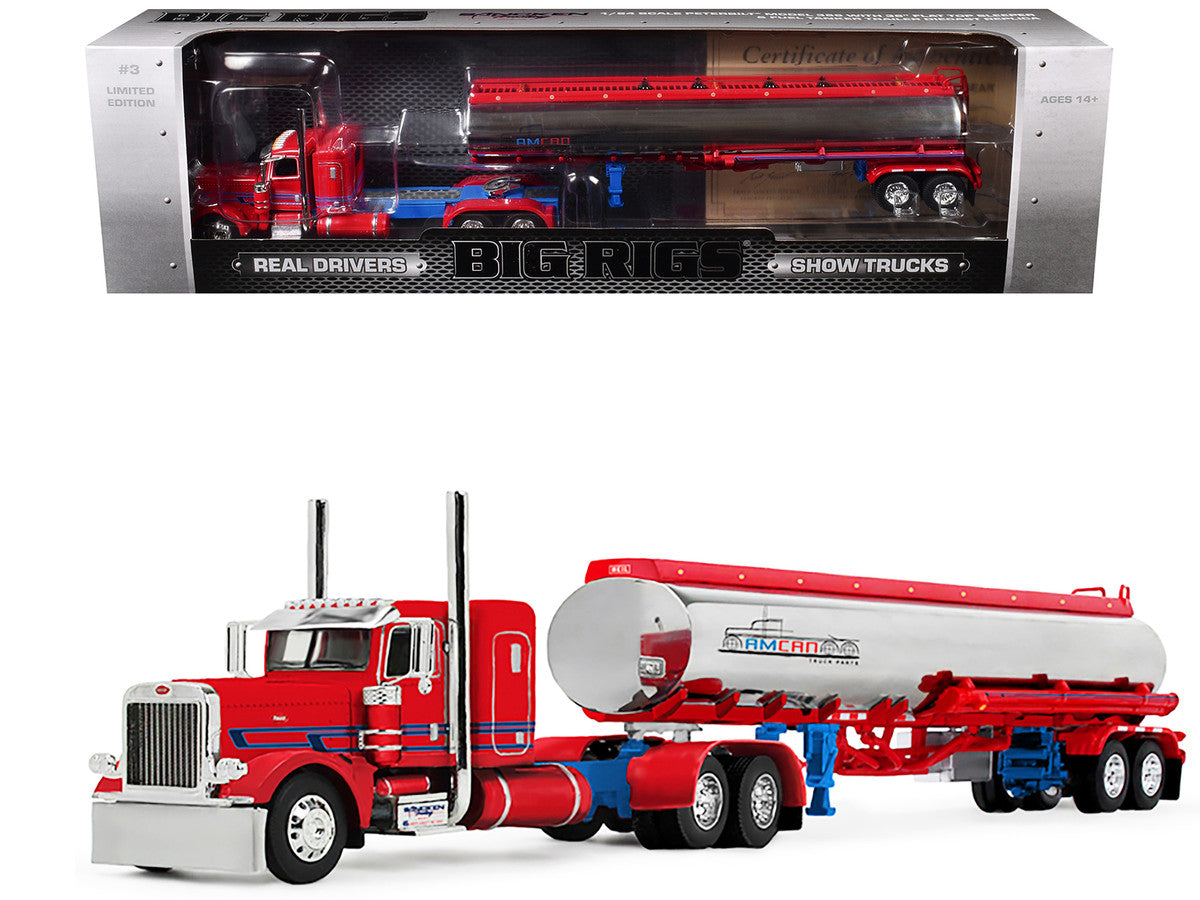 Peterbilt 389 with 36" Flat Top Sleeper and Heil Fuel Tank Trailer "Sancken Custom Truck by Amcan" Red "Big Rigs" Series II #3 1/64 Diecast Model by DCP/First Gear-4