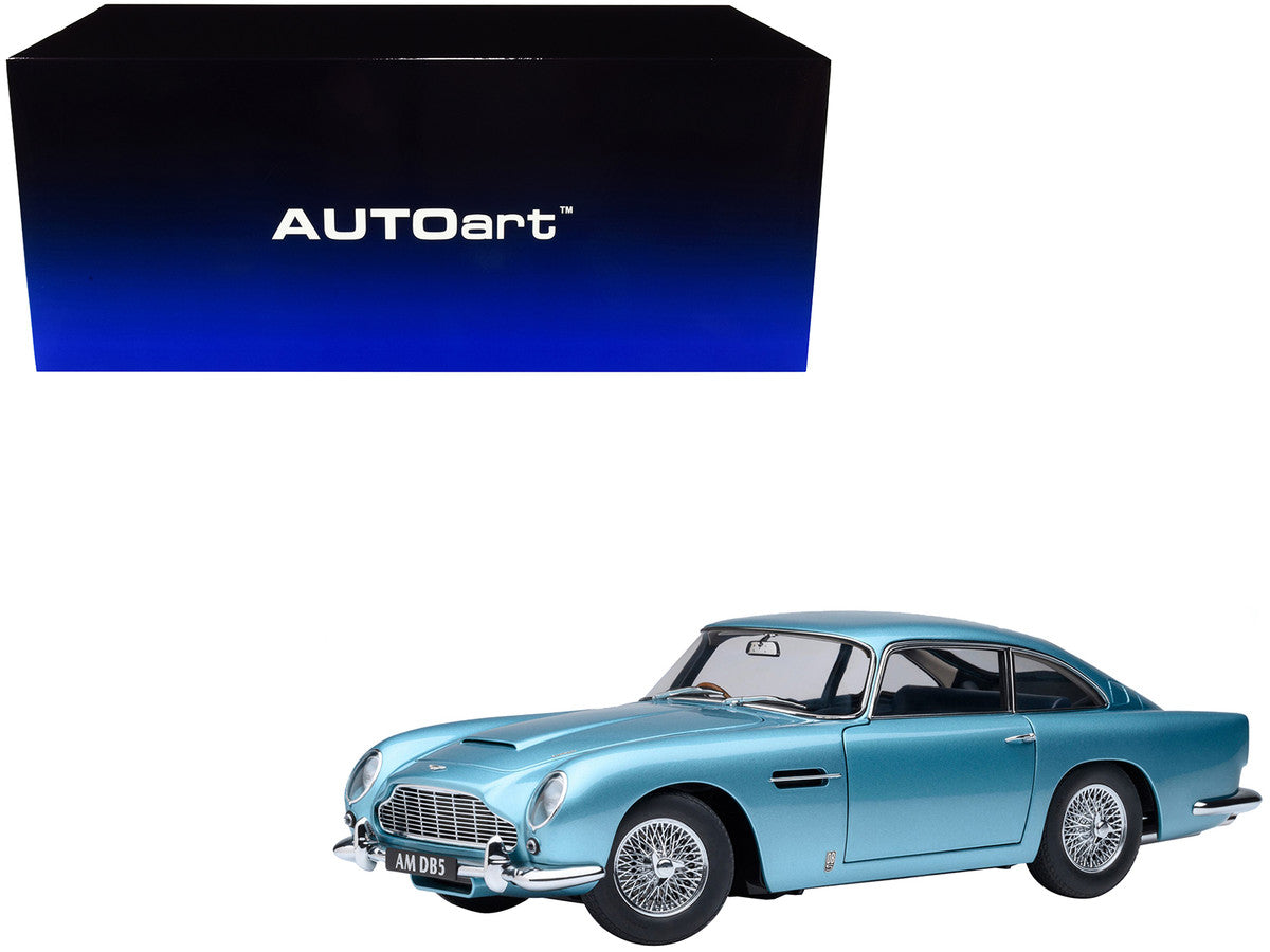 Aston Martin DB5 RHD (Right Hand Drive) Caribbean Pearl Blue Metallic 1/18 Model Car by Autoart-4