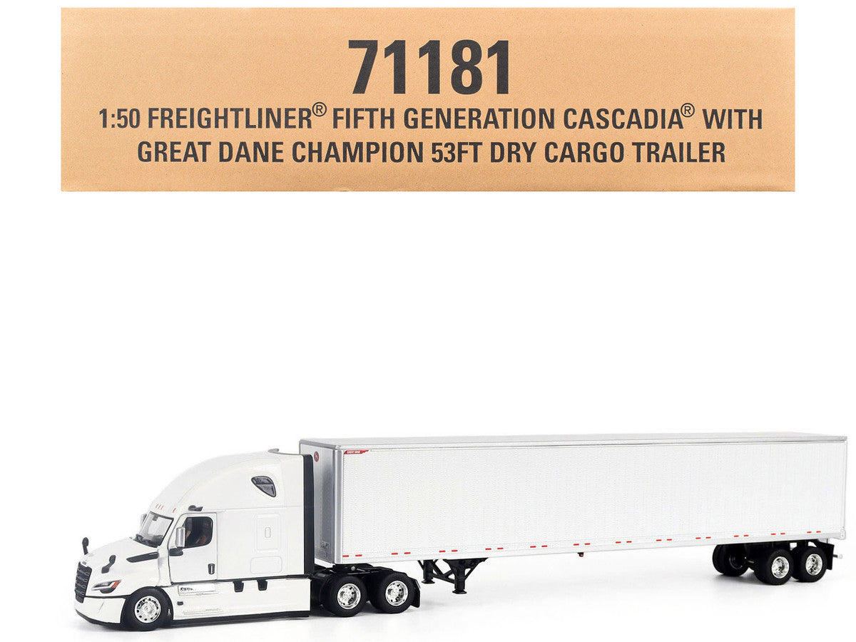 2025 Freightliner Cascadia Gen-5 Sleeper Cab Truck White with Great Dane Champion 53ft Dry Cargo Trailer "Transport Series" 1/50 Diecast Model by Diecast Masters-4
