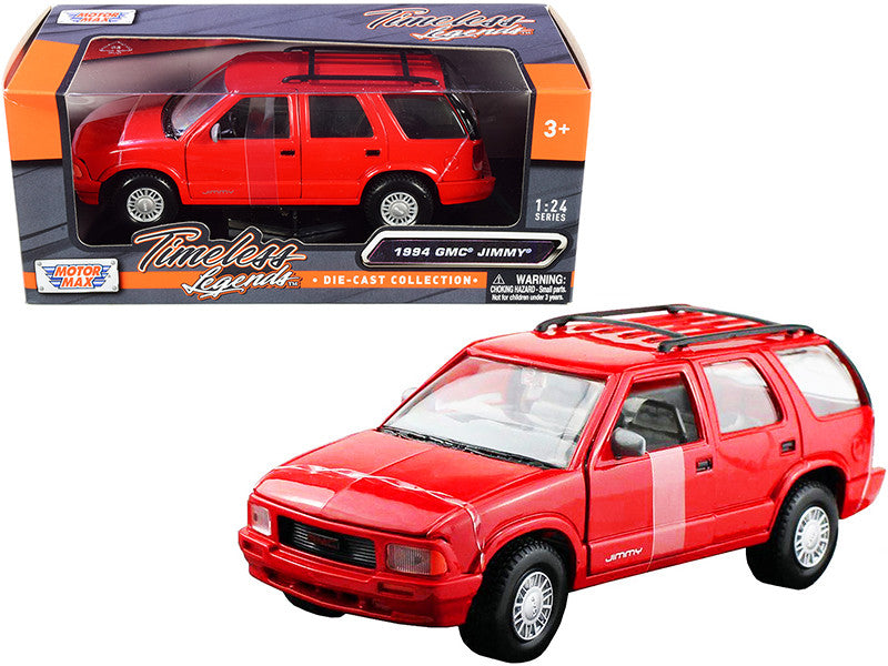 1994 GMC Jimmy with Roof Rack Red "Timeless Legends" Series 1/24 Diecast Model Car by Motormax-0