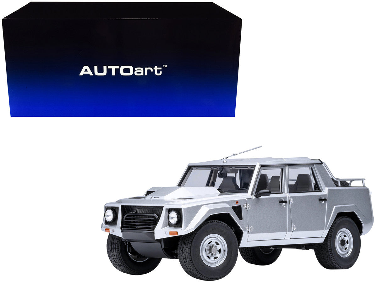 Lamborghini LM002 Argento Silver Metallic with White Interior 1/18 Model Car by Autoart-4