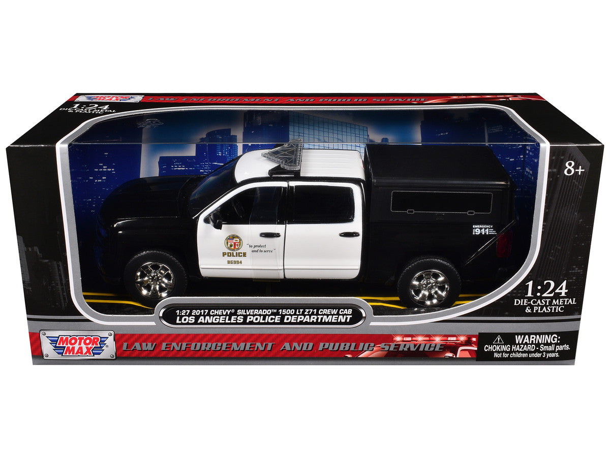 2017 Chevrolet Silverado 1500 LT Z71 Crew Cab Pickup Truck "Los Angeles Police Department" Black and White "Law Enforcement and Public Service" Series 1/27 Diecast Model Car by Motormax-2