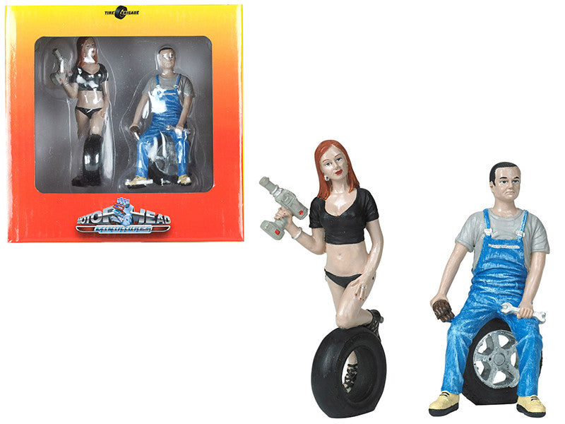 Michele and Derek Tire Brigade 2 piece Figurine Set 1/18 by Motorhead Miniatures-0