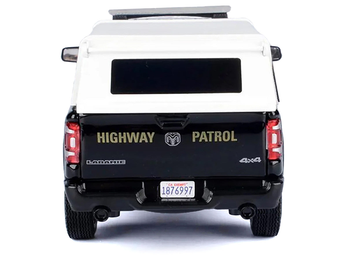 2019 RAM 1500 Laramine Crew Cab Pickup Truck "California Highway Patrol" Black and White with Truck Bed Camper "Law Enforcement and Public Service" Series 1/27 Diecast Model Car by Motormax-3